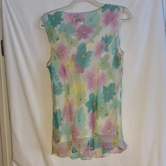 NEW Bob Mackie silk pastel floral blouse 12P - Picture 8 of 10